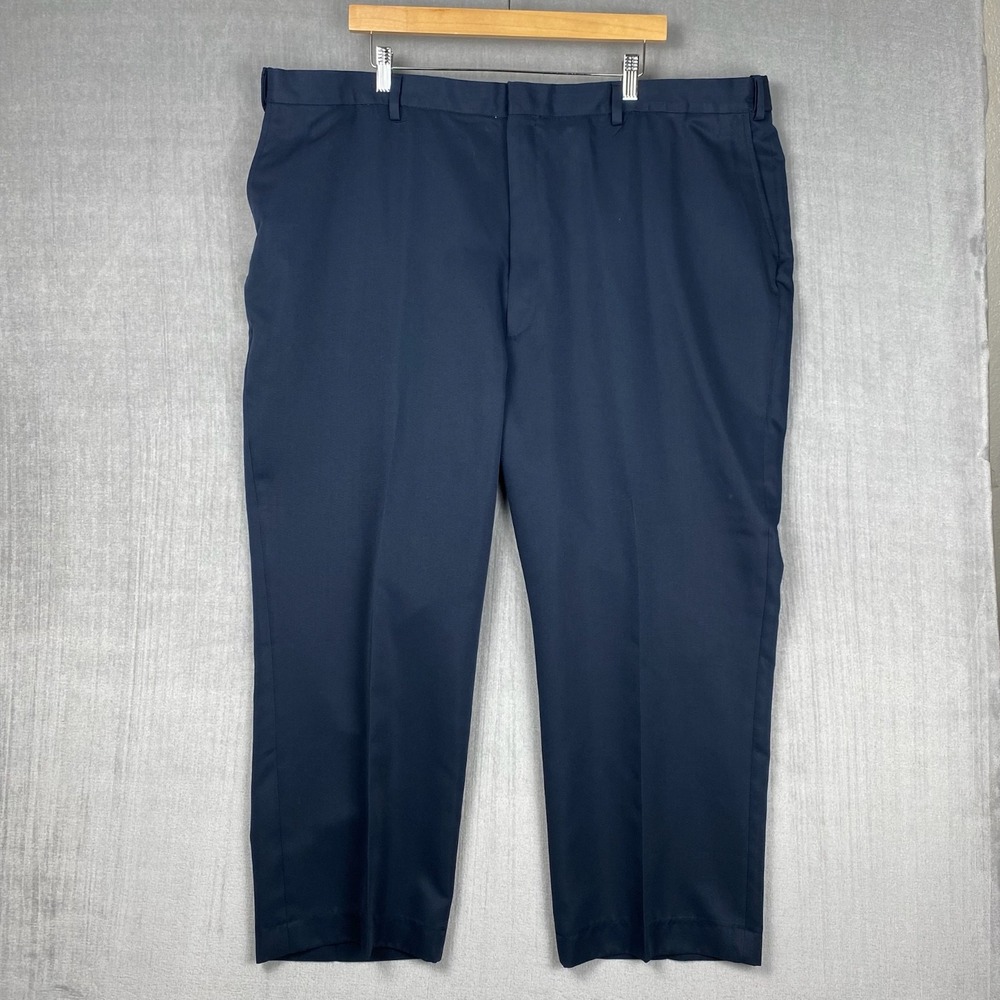 Vtg Norm Thompson Pants Mens 44 Navy Straight‎ Leg Microfiber Trousers Normcore